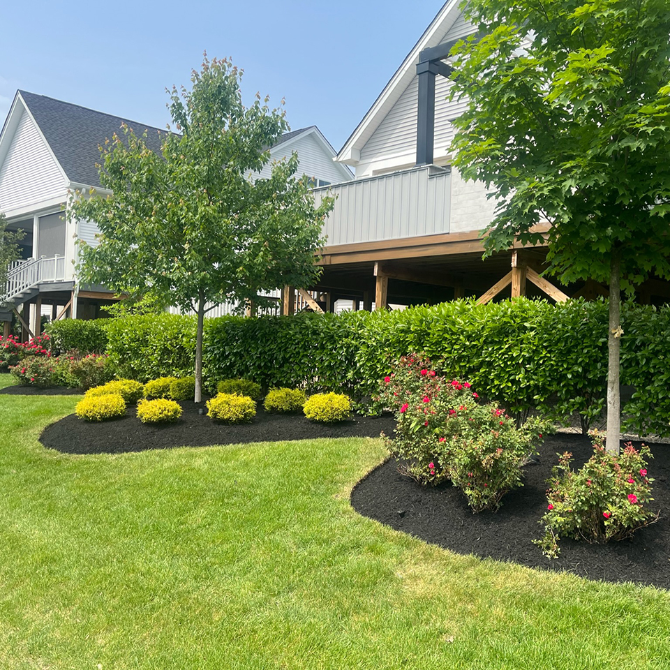 Expertly curated garden bed designed by HOA landscapers and grounds maintenance professionals.